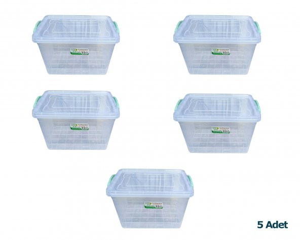 Polytime Şeffaf Kilitli Eşya Gıda Saklama Düzenleme Kabı Kutusu - Dikdörtgen - 1,75 Litre - 5 Adet - 2