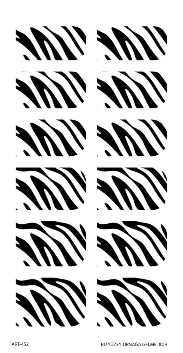 Zebra - 1 Tırnak Dövmesi, Tırnak Tattoo, Nail Art, Tırnak Sticker - Resim 2