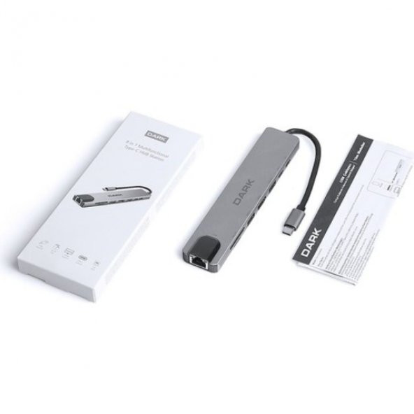 Dark DK-AC-U31X40 USB 3.1 Type-C 8 in1 Ether-HDMI-TF SD Kart Okuyucu- USB 3.0-USB-C&USB-C PD Hub - 2