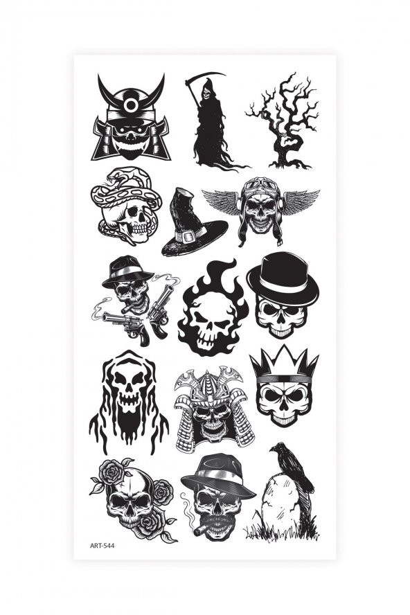 Kuru Kafa-6 Geçici Dövme,Geçici Tattoo ,Vücut Dövme,Kol Bilek Dövme,Boyun Dövme,Sırt Dövme - 2