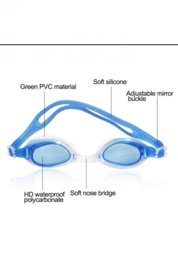 Çocuk Yüzücü Gözlüğü Pvc Çantalı Mavi 8-12 Yaş - 3