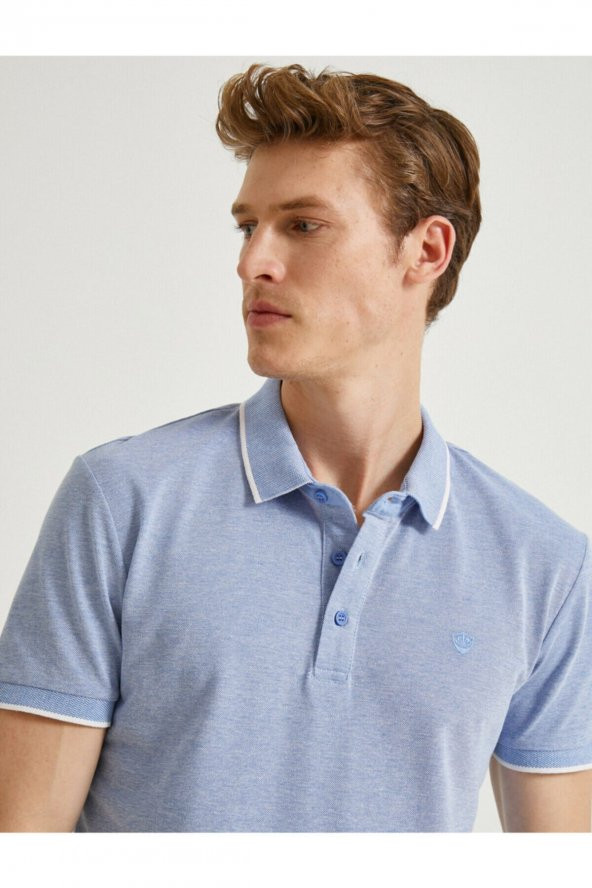 KOTON Erkek Açik Indigo Polo Yaka T-Shirt 1YAM11949LK