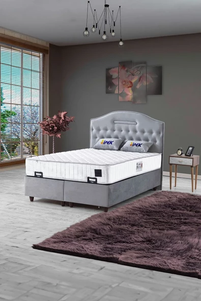 İpek Mobilya Nima 3 Lü Set (Yatak+Baza+Başlık) Çift Kişilik (Açık Gri) 180 X 200 - 3