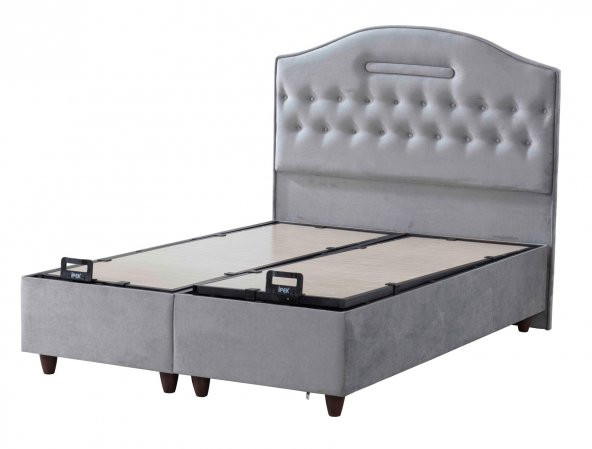 İpek Mobilya Nima 3 Lü Set (Yatak+Baza+Başlık) Çift Kişilik (Açık Gri) 160 X 200 - 4