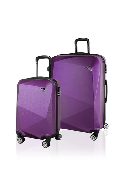 Polo&Sky Elmas Model Mor Renk 2'li Valiz Seti (Küçük+Büyük)
