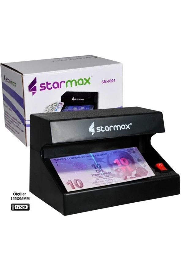 Starmax Sahte Para Tespit Kontrol Cihazı Makinesi Dedektörü Aleti Mor. 4 Adet Pil Hediyedir.