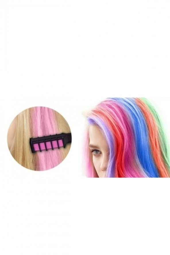 Taraklı Mini Saç Tebeşiri Kolay Kullanım - Pembe Renk Tebeşir-pembe - 2