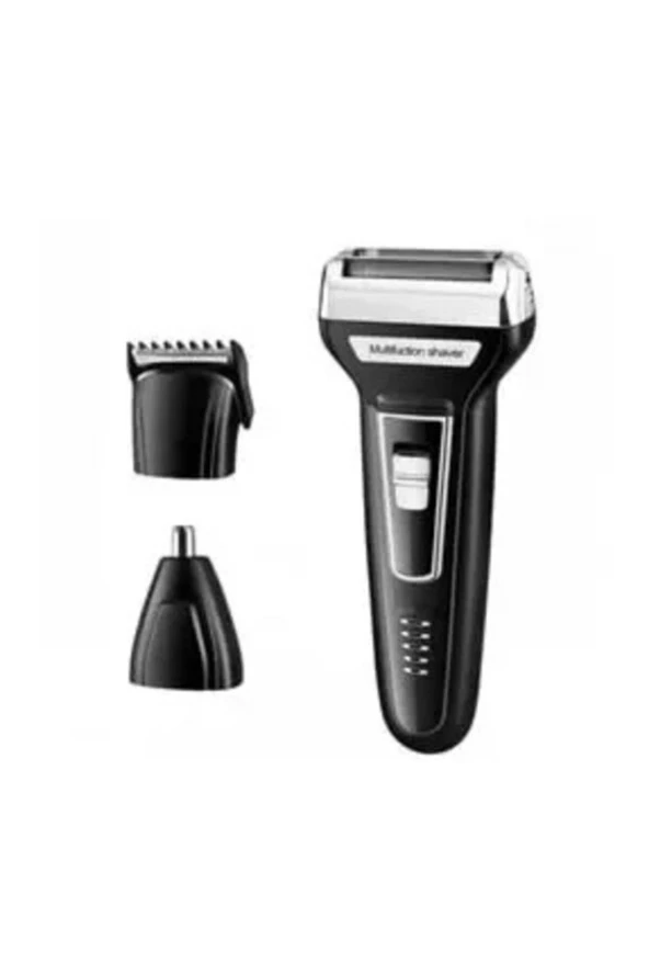 Şarjlı Saç Sakal Traş Makinesi Burun Kılı Alma 3 Başlıklı Set 007 - Resim 4