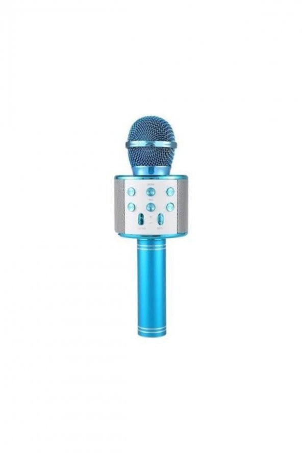 Karaoke Mikrofon Bluetooth Aux Usb Sd Kart Girişli Mavi - 3