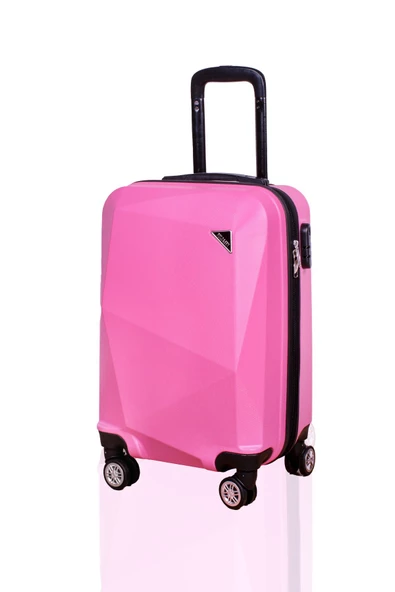 Polo&Sky Elmas Model Pembe Renk 2'li Valiz Seti (Küçük+Büyük) - Resim 3