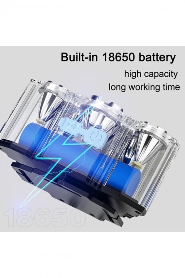 150w Ultra Güçlü Led Şarjlı 5 Led 5x Cree Led Kafa Feneri Avcı Feneri Balıkçı Kamp Feneri 5baslikli - 3