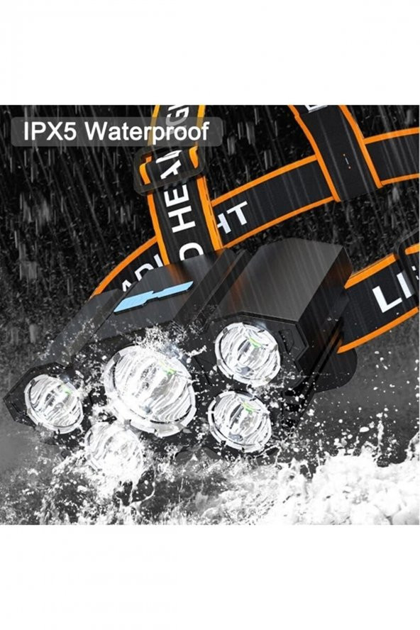4 Fonksiyonlu 5 Led Şarjlı Ultra Güçlü Kafa Lambası Feneri Ipx5 Su Geçirmez Litym Lion Batarya 21g - 4