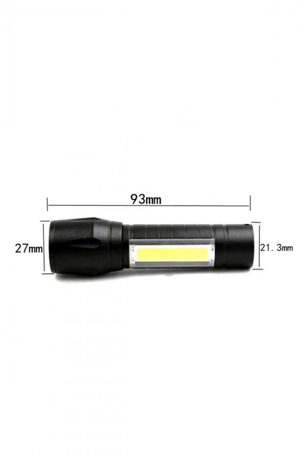 Usb Şarjlı Mini El Feneri 2mod +yan Led 3w Çakarlı Q5 Alüminyum Kutulu Pt-4140 - 4