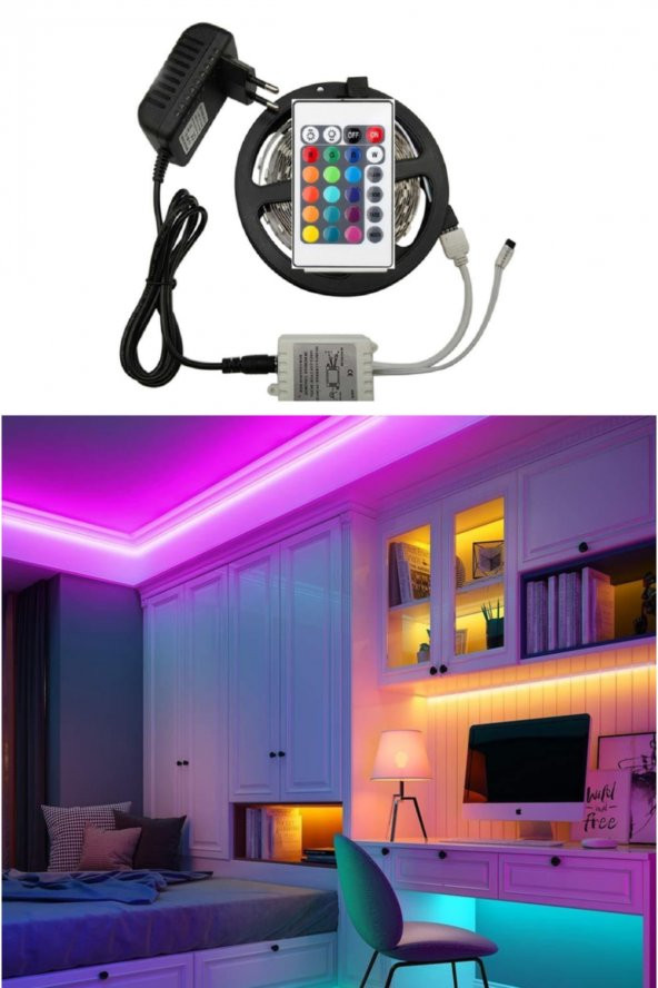 Animasyonlu Tak Çalıştır Kumandalı Rgb Şerit Işık Aydınlatma 5 Metre-yapışkan Set Ultra Pixel