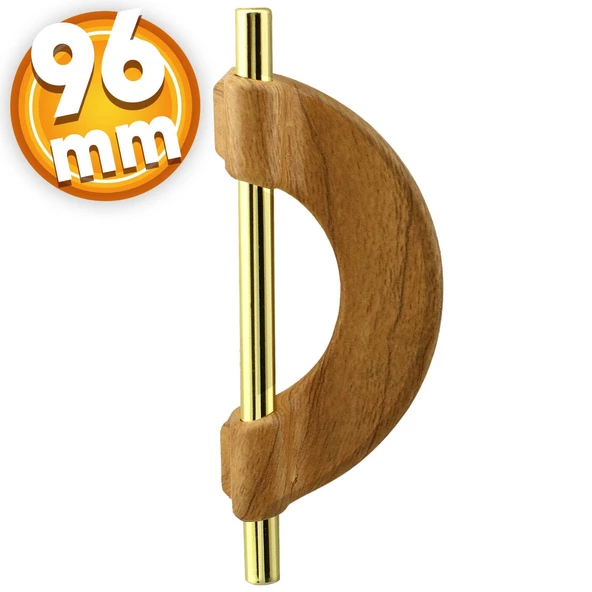 Carmen Çekmece Mutfak Kapak Dolap Kulpu Kulbu (96 MM-9.6 CM) Gold Açık Ceviz Sert Plastik Kulp