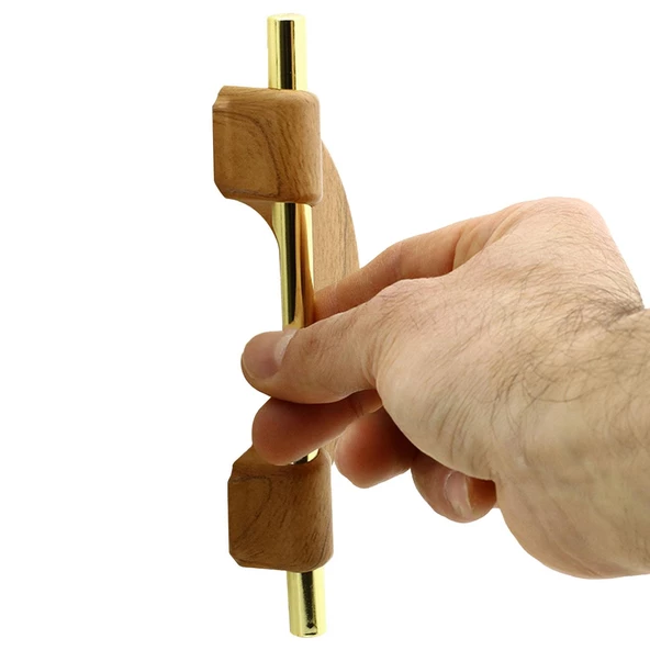 Carmen Çekmece Mutfak Kapak Dolap Kulpu Kulbu (96 MM-9.6 CM) Gold Açık Ceviz Sert Plastik Kulp - Resim 3
