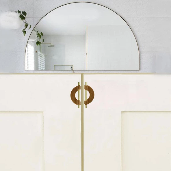 Carmen Çekmece Mutfak Kapak Dolap Kulpu Kulbu (96 MM-9.6 CM) Gold Açık Ceviz Sert Plastik Kulp - Resim 4