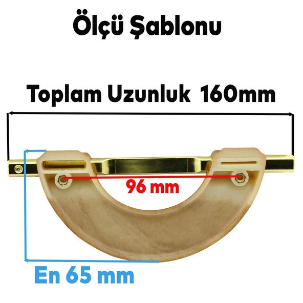 Carmen Çekmece Mutfak Kapak Dolap Kulpu Kulbu (96 MM-9.6 CM) Gold Açık Ceviz Sert Plastik Kulp - Resim 2