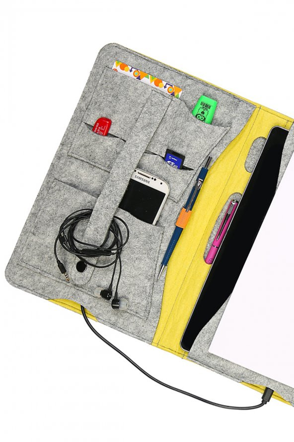 Yaratıcı Tasarım Keçe Tablet Kılıfı Organizer Apple Samsung Asus Lenovo Tüm Markalara uyumlu - 2