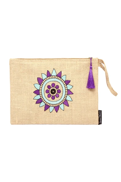 Hasır Kadın Portföy & Clutch Çanta Mor - Resim 2