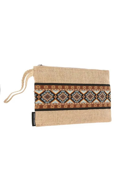 Hasır Kadın Portföy & Clutch Çanta Kahve - Resim 3