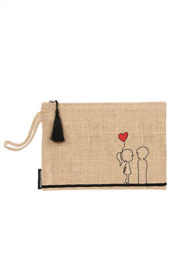 Yaratıcı Tasarım Hasır  Kadın Portföy & Clutch Çanta Aşk ürün görseli