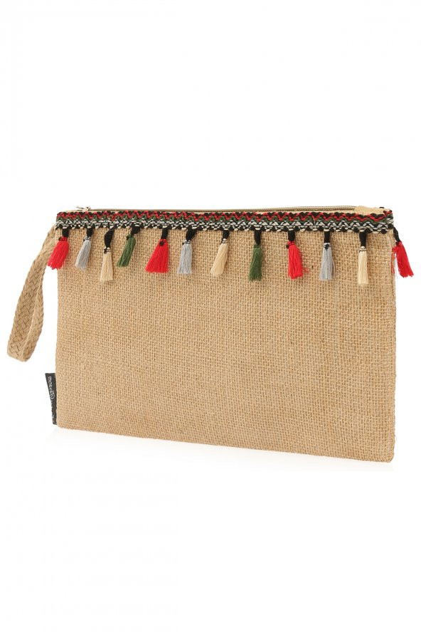 YARATICI TASARIM Hasır Kadın Portföy & Clutch Çanta Yeşil - 2