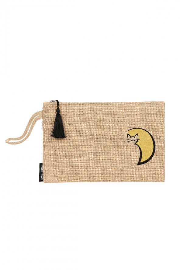 Yaratıcı Tasarım Hasır  Kadın Portföy & Clutch Çanta Kedi - 2
