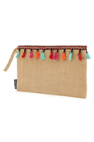 Hasır Kadın Portföy  Clutch Çanta Kırmızı - Resim 2