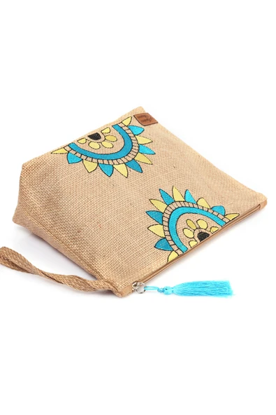 Hasır Kadın Portföy & Clutch Üçgen Çanta Mavi - Resim 2