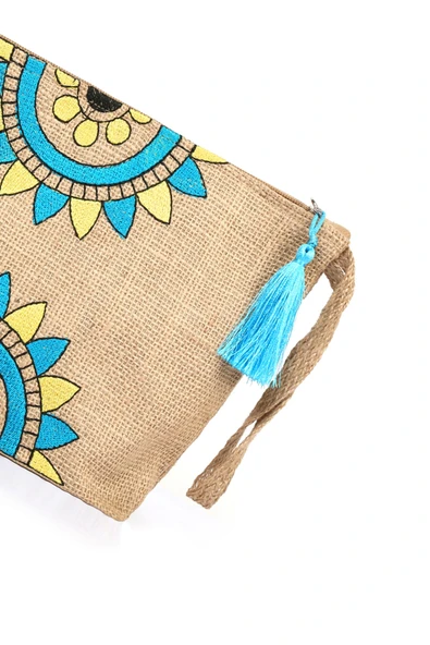 Hasır Kadın Portföy & Clutch Üçgen Çanta Mavi - Resim 3