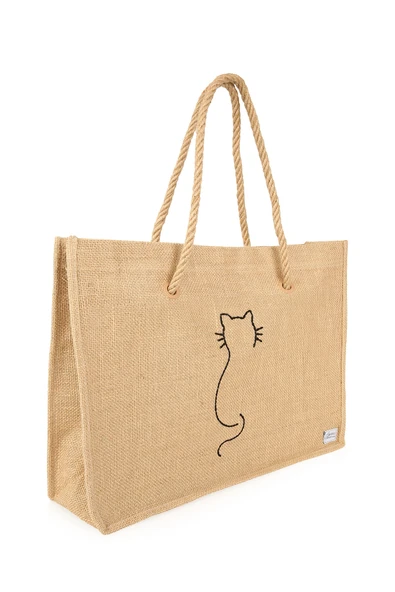 Organik Hasır Kumaştan Günlük Ve Plaj Çantası ürün görseli 1