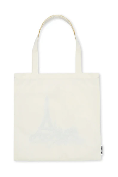 Bez Omuz Çantası Nakışlı Eyfel Kulesi Krem - Resim 2