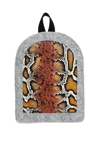 Keçeli Sırt Çantası Derili Yılan Derisi - Resim 2