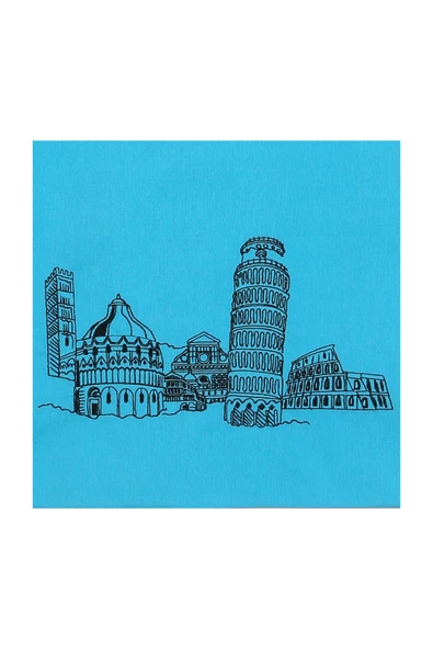 Bez Omuz Çantası Nakışlı Italya Turkuaz - Resim 3