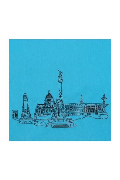 Bez Omuz Çantası Nakışlı Madrid Turkuaz - Resim 3