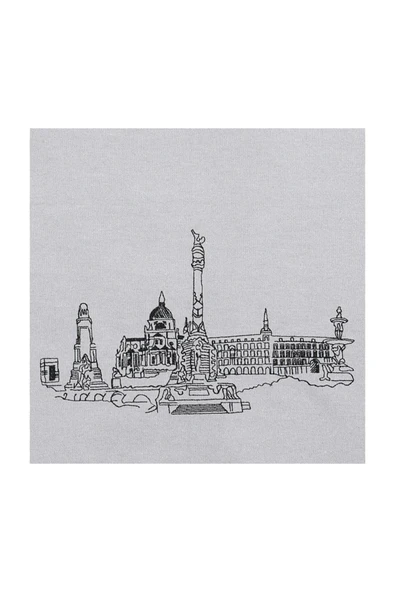 Bez Omuz Çantası Nakışlı Madrid Gri - Resim 3