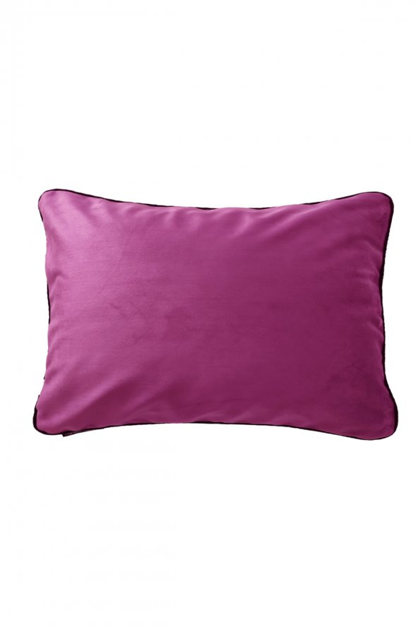 YARATICI TASARIM Biyeli Kırlent Yastık Kılıfı  Lila 30X50 - 1