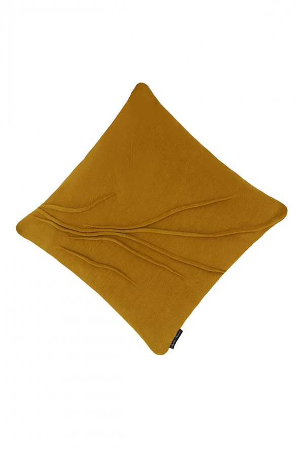 YARATICI TASARIM Yastık Kırlent Kılıfı Kendinden Desenli Yarık Hardal - Resim 2