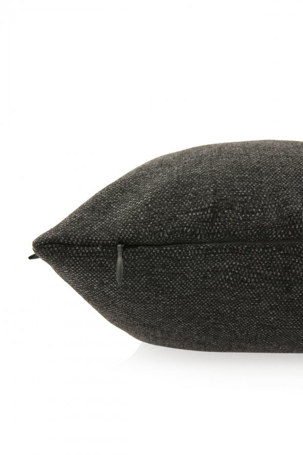 YARATICI TASARIM Yastık Kırlent Kılıfı Sev 4 Nakışlı Antrasit - Resim 2