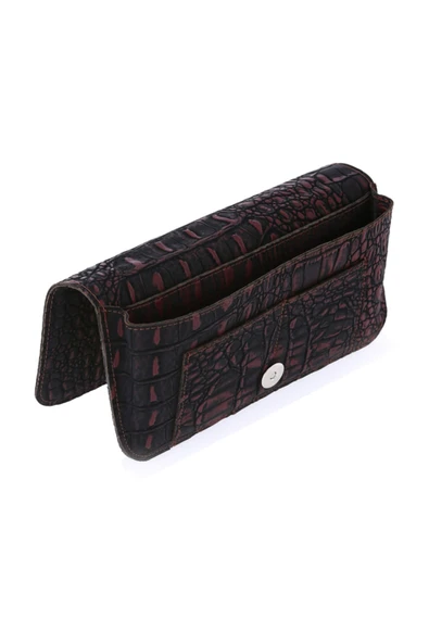 Kadın Cüzdanı Suni Deri Siyah Bordo - Resim 3