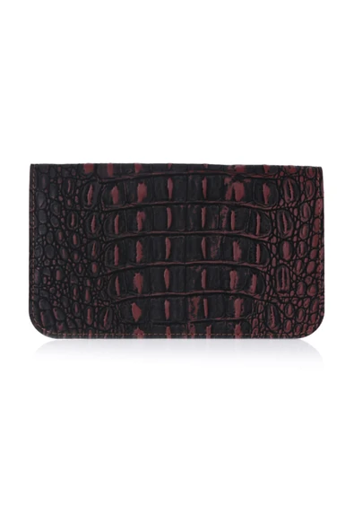 Kadın Cüzdanı Suni Deri Siyah Bordo - Resim 2