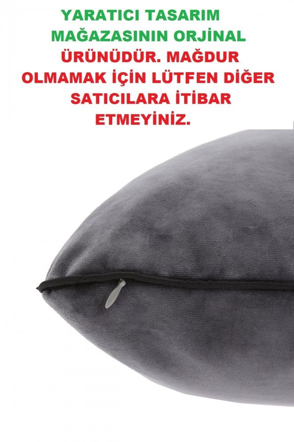 Yaratıcı Tasarım Biyeli Kırlent Yastık Kılıfı Antrasit Rengi 50X30 - 2