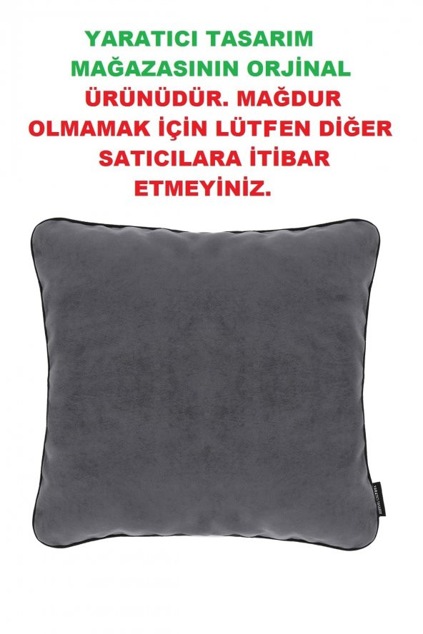 Yaratıcı Tasarım Biyeli Kırlent Yastık Kılıfı Antrasit Rengi - 2