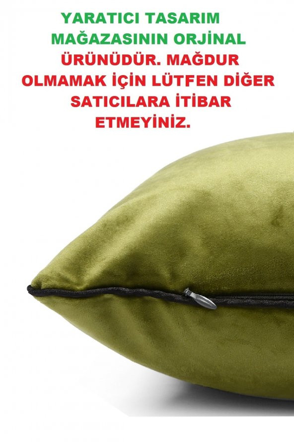 Yaratıcı Tasarım Biyeli Kırlent Yastık Kılıfı Haki Rengi 50X30 - 2