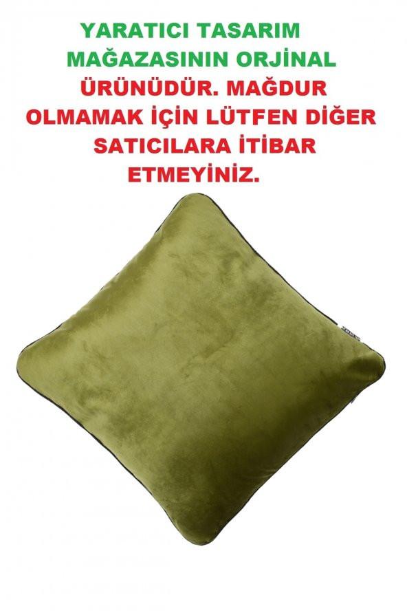 Yaratıcı Tasarım Biyeli Kırlent Yastık Kılıfı Haki Rengi - 2