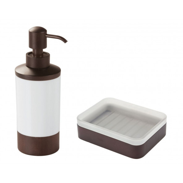 ZBOSP-C48 SIVI SABUNLUK SABUNLUK AHSAP KAHVERENGİ 2 Lİ BANYO SETİ - Resim 2