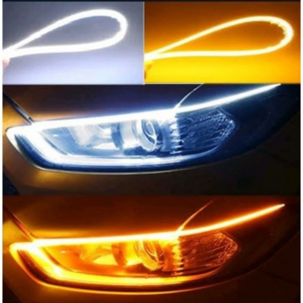 Far Içi Far Üstü Selamlamalı Sinyalli Beyaz - Turuncu Kayar Led 2li Set 60 Cm - 2