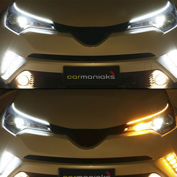 Far Içi Far Üstü Selamlamalı Sinyalli Beyaz - Turuncu Kayar Led 2li Set 60 Cm - 3