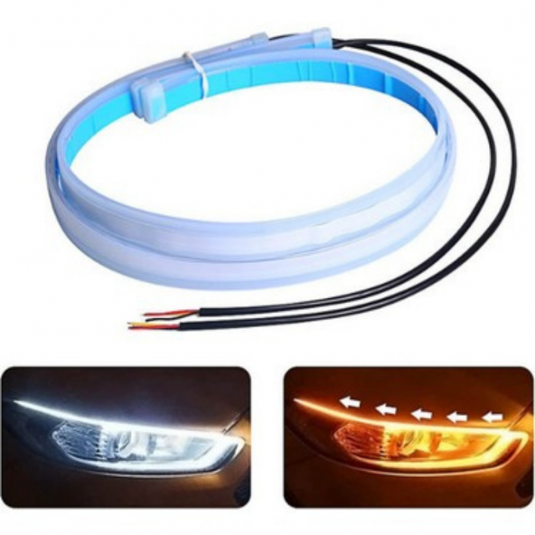 Far Içi Far Üstü Selamlamalı Sinyalli Beyaz - Turuncu Kayar Led 2li Set 60 Cm - 7